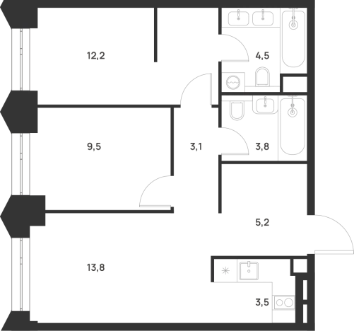 Купить двухкомнатную квартиру в новостройках у метро Новохохловская в Москве. Вариант № 10427560, 0, площадь -  квм, цена 29892307 рублей
