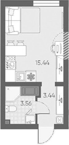 . Вариант № 7571045, 0, площадь - 22.44 квм, цена 7047506 рублей