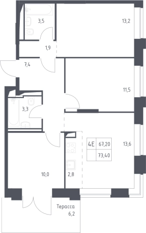 Купить четырехкомнатную квартиру в районе Можайский в Москве. Вариант № 3593775, 0, площадь -  квм, цена 32839380 рублей