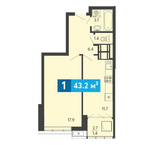Купить однокомнатную квартиру в ЖК Жилой комплекс "Созвездие (1 очередь)" в Пензенской области. Вариант № 86231, 0, площадь -  квм, цена 5649750 рублей