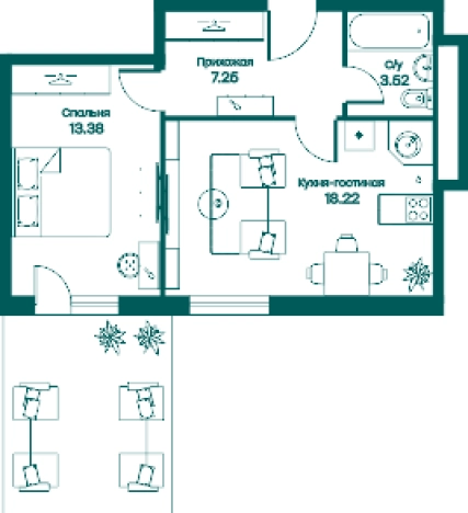 Купить двухкомнатную квартиру в Одинцове. Вариант № 75322, 0, площадь -  квм, цена 7767680 рублей