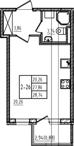 . Вариант № 6963591, 0, площадь - 27.86 квм, цена 5230680 рублей
