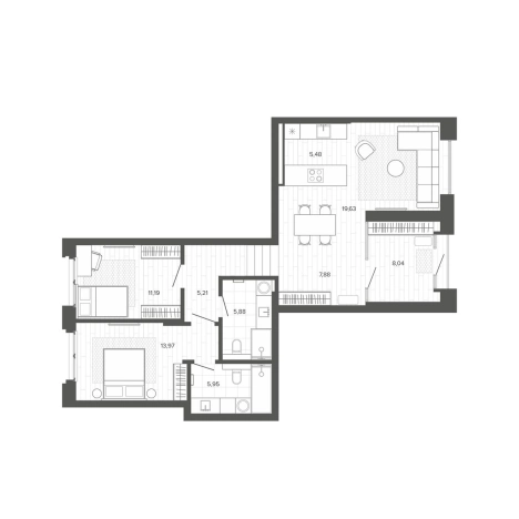Купить трехкомнатную квартиру в Барнауле. Вариант № 2520974, 0, площадь -  квм, цена 16814000 рублей