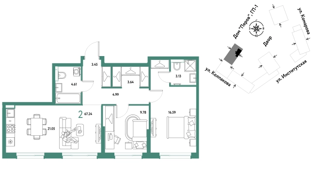 Купить двухкомнатную квартиру в ЖК Страна.Парковая в Мытищах. Вариант № 10440756, 0, площадь -  квм, цена 26946667 рублей