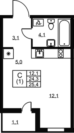 Купить Студию в ЖК Ермак в Ленинградской области. Вариант № 6610034, 0, площадь -  квм, цена 3982000 рублей