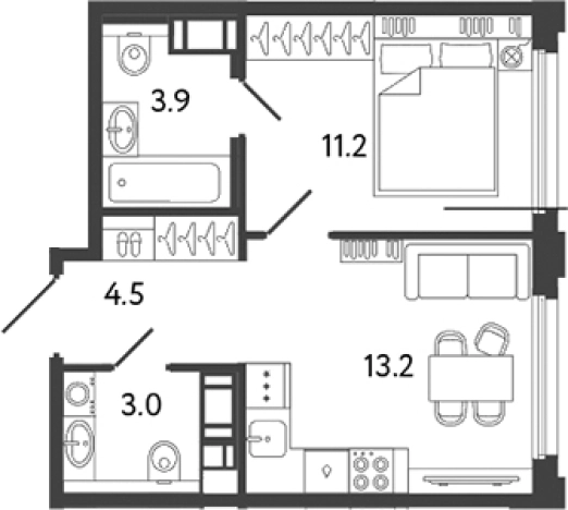 Купить однокомнатную квартиру в ЖК Гений в Санкт-Петербурге. Вариант № 6251992, 0, площадь -  квм, цена 12006491 рублей