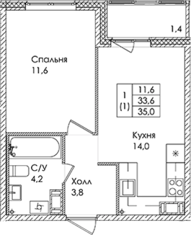 Купить однокомнатную квартиру в ЖК Ермак в Ленинградской области. Вариант № 6609233, 0, площадь -  квм, цена 5470000 рублей