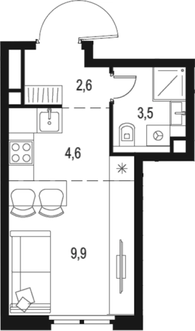 Купить Студию в ЖК Level Нижегородская в Москве. Вариант № 3595978, 0, площадь -  квм, цена 9245351 рублей