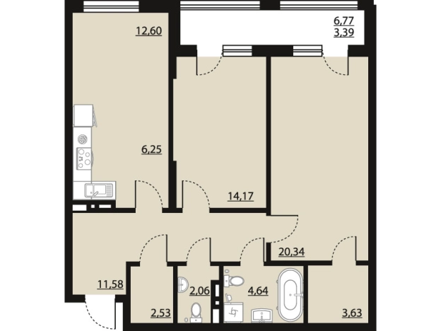 Купить квартиру в новостройках в ЖК Бунин в Воронеже. Вариант № 120770, 0, площадь -  квм, цена 11339708 рублей