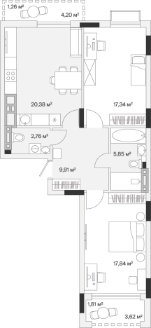 Купить квартиру в новостройках на улице Весенняя в Калининграде. Вариант № 100829, 0, площадь -  квм, цена 20724197 рублей