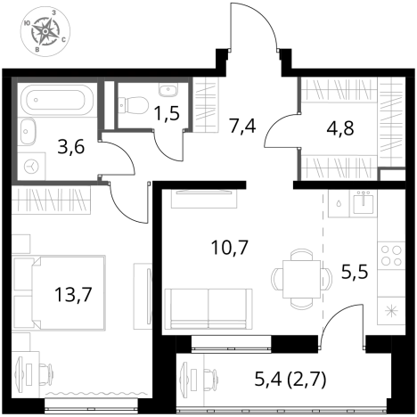 Купить двухкомнатную квартиру в ЖК 1-й Донской в Московской области. Вариант № 9905605, 0, площадь -  квм, цена 15708520 рублей