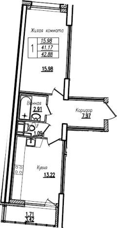. Вариант № 67116, 0, площадь - 41.17 квм, цена 10522033 рублей