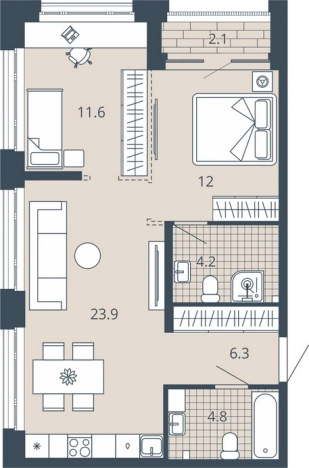 Купить двухкомнатную квартиру в ЖК Жилой комплекс "Scala city" в Пензе. Вариант № 95754, 0, площадь -  квм, цена 9300200 рублей