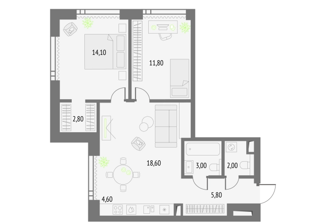 Купить двухкомнатную квартиру в ЖК Upside Towers в Москве. Вариант № 151098, 0, площадь -  квм, цена 37944242 рублей
