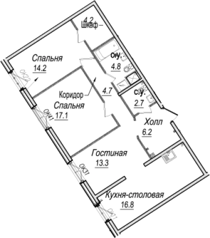 Купить многокомнатную квартиру в новостройках на улице набережная реки Карповки в Санкт-Петербурге. Вариант № 66460, 0, площадь -  квм, цена 45711314 рублей