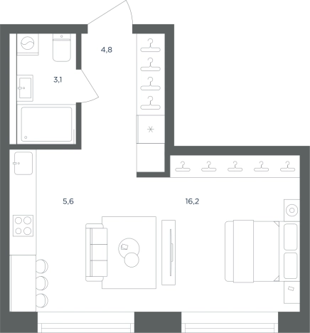 Купить Студию в Одинцове. Вариант № 160648, 0, площадь -  квм, цена 7479976 рублей