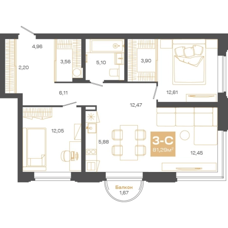 Купить трехкомнатную квартиру в районе Советский в Новосибирске. Вариант № 9959635, 0, площадь -  квм, цена 20056000 рублей