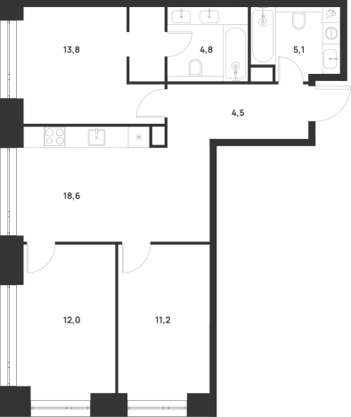 Купить трехкомнатную квартиру в ЮВАО в Москве. Вариант № 154976, 0, площадь -  квм, цена 34514460 рублей