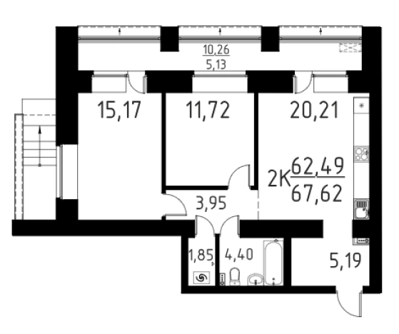 Купить квартиру в новостройках в Томской области. Вариант № 149889, 0, площадь -  квм, цена 7911540 рублей