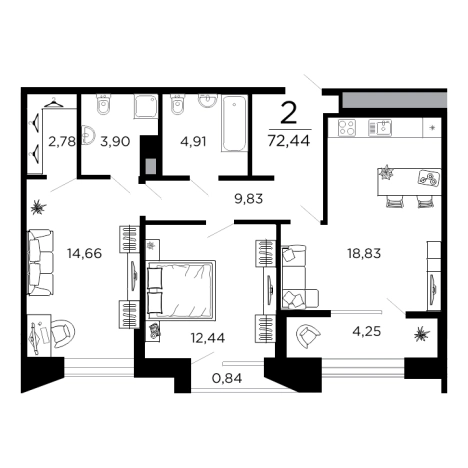 Купить квартиру в новостройках в ЖК "Вега" в Рязани. Вариант № 77644, 0, площадь -  квм, цена 11981182 рублей