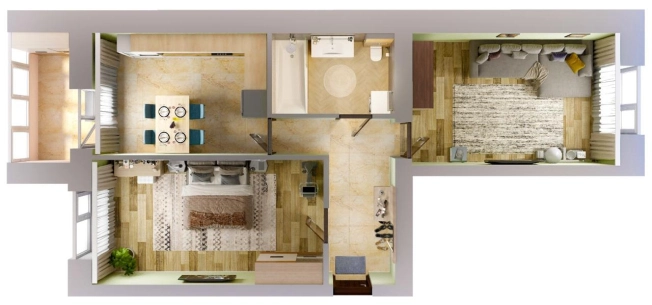 Купить двухкомнатную квартиру в Казани. Вариант № 139936, 1, площадь -  квм, цена 5848381 рублей