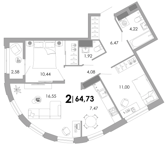Купить квартиру в новостройках в ЖК UNO в Владимире. Вариант № 157177, 0, площадь -  квм, цена 13593300 рублей