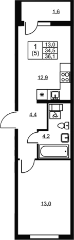 Купить однокомнатную квартиру в ЖК Ермак в Ленинградской области. Вариант № 6609477, 0, площадь -  квм, цена 5279500 рублей