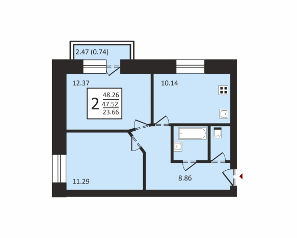 Купить двухкомнатную квартиру в Сыктывкаре. Вариант № 150469, 0, площадь -  квм, цена 6301100 рублей