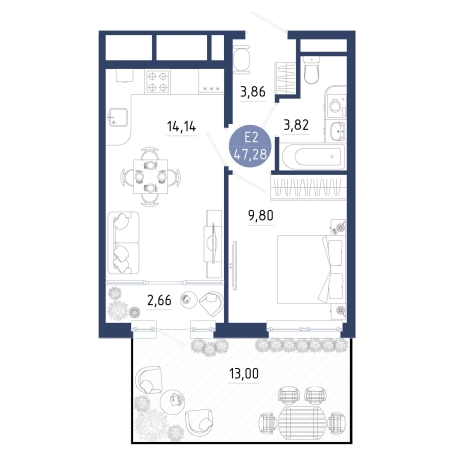 Купить однокомнатную квартиру на улице проезд Бульвар Оптимистов в Рязанской области. Вариант № 6950160, 0, площадь -  квм, цена 4444692 рублей