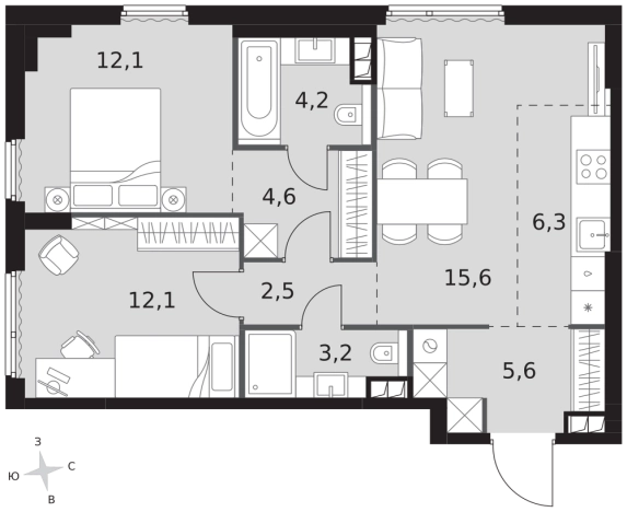 Купить трехкомнатную квартиру у метро Хорошево в Москве. Вариант № 9507953, 0, площадь -  квм, цена 47710340 рублей
