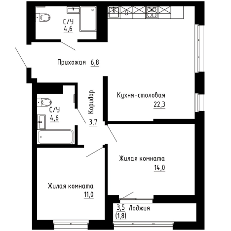 Купить двухкомнатную квартиру в ЖК "7Я" в Владивостоке. Вариант № 9769195, 0, площадь -  квм, цена 15652000 рублей
