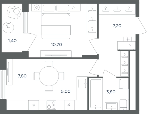 . Вариант № 7194481, 0, площадь - 34.4 квм, цена 7952874 рублей