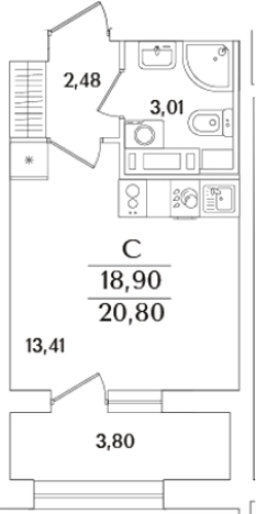 Купить Студию в новостройках в районе Калининский в Санкт-Петербурге. Вариант № 6233820, 0, площадь -  квм, цена 7757217 рублей