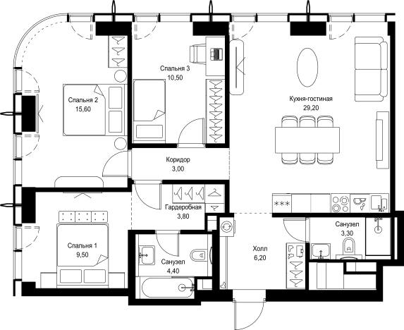 Купить трехкомнатную квартиру у метро Мякинино в Москве. Вариант № 5232653, 0, площадь -  квм, цена 30638583 рублей