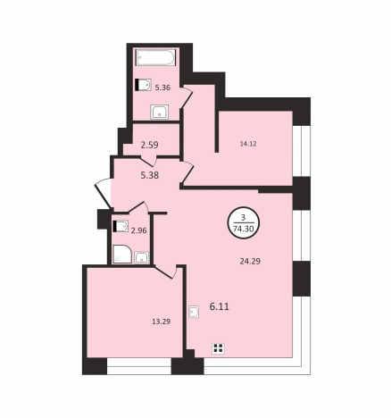 Купить трехкомнатную квартиру в новостройках в Москве. Вариант № 6977, 0, площадь -  квм, цена 28280000 рублей