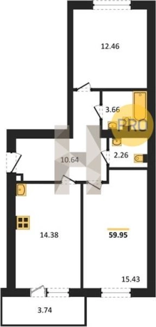 Купить двухкомнатную квартиру в ЖК Znak (Знак) в Удмуртской Республике. Вариант № 69728, 0, площадь -  квм, цена 4756792 рублей