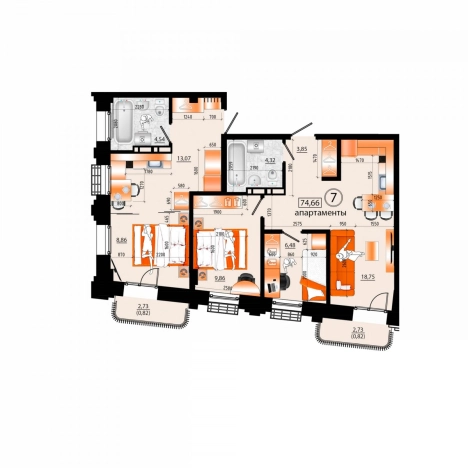 Купить четырехкомнатную квартиру в Приморском крае. Вариант № 6058549, 0, площадь -  квм, цена 19038300 рублей