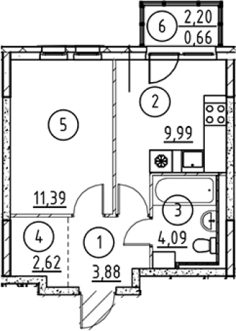Купить однокомнатную квартиру у метро Пролетарская в Ленинградской области. Вариант № 6897993, 0, площадь -  квм, цена 5211242 рублей