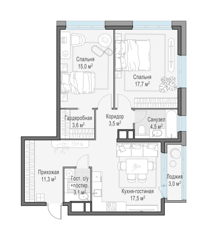 Купить трехкомнатную квартиру у метро Пыхтино в Одинцове. Вариант № 134022, 0, площадь -  квм, цена 15270000 рублей