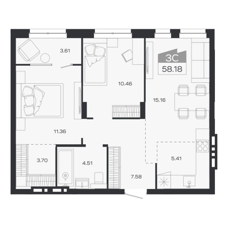Купить трехкомнатную квартиру в ЖК Базилик (НОВОСИБИРСК) в Новосибирской области. Вариант № 9950653, 0, площадь -  квм, цена 0 рублей