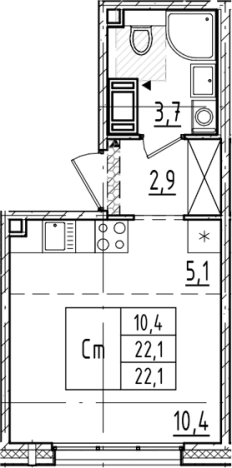 Купить Студию в новостройках у метро Ладожская в Санкт-Петербурге. Вариант № 6244480, 0, площадь -  квм, цена 8149154 рублей