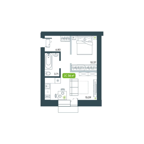 Купить однокомнатную квартиру в новостройках на улице В. Высоцкого в Новосибирске. Вариант № 10026555, 0, площадь -  квм, цена 6603000 рублей