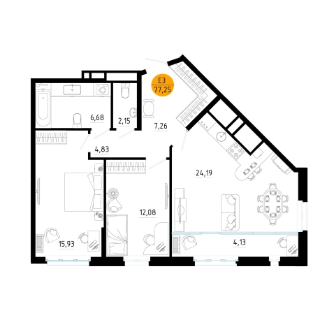 Купить двухкомнатную квартиру в ЖК Смарт квартал «Центральный» в Рязани. Вариант № 10302105, 0, площадь -  квм, цена 9190433 рублей