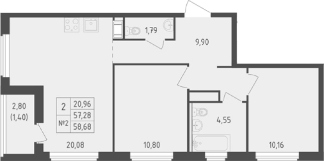 Купить трехкомнатную квартиру в ЖК Южная Нева в Ленинградской области. Вариант № 7833661, 0, площадь - квм, цена 10312775 рублей