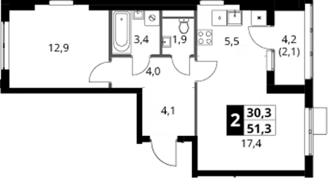 Купить двухкомнатную квартиру в новостройках в ЖК 1-й Ясеневский в Москве. Вариант № 9811643, 0, площадь -  квм, цена 18447480 рублей