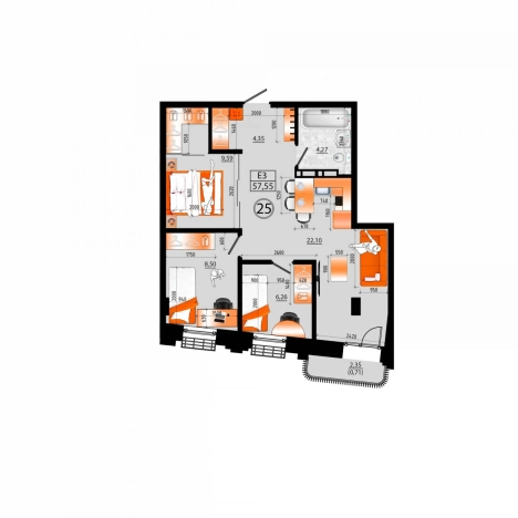 Купить трехкомнатную квартиру в Приморском крае. Вариант № 6058543, 0, площадь -  квм, цена 13236500 рублей