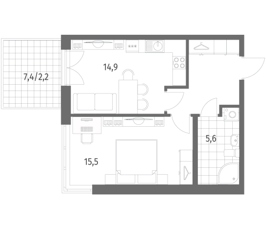 Купить однокомнатную квартиру в Ленинградской области. Вариант № 5551865, 0, площадь -  квм, цена 8107000 рублей