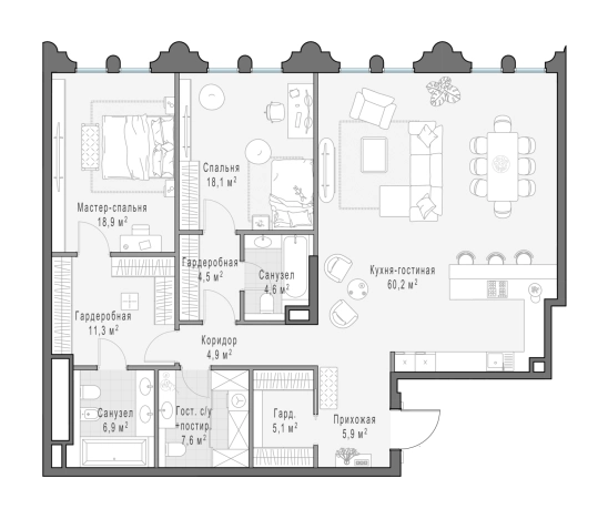 Купить трехкомнатную квартиру у метро Фрунзенская в Москве. Вариант № 168147, 0, площадь -  квм, цена 362470000 рублей