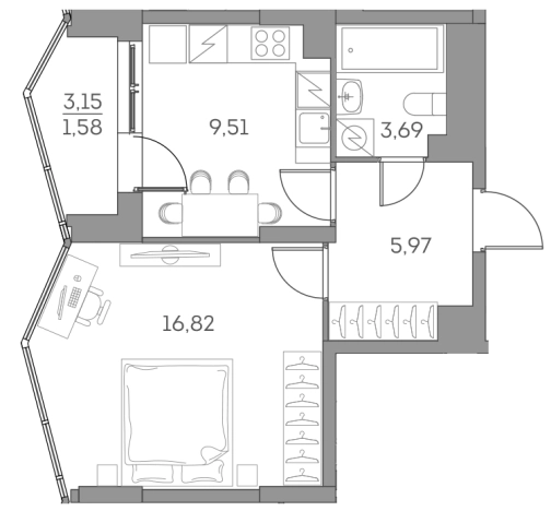 Купить квартиру в ЖК Аквилон Beside 2.0 в Москве. Вариант № 1331722, 0, площадь - квм, цена 16255337.0000 рублей