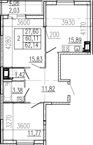 Купить двухкомнатную квартиру у метро Девяткино в Ленинградской области. Вариант № 9095430, 0, площадь -  квм, цена 8744600 рублей